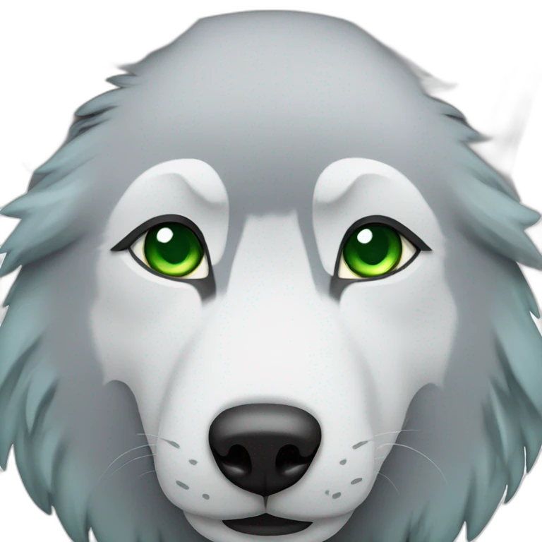 Grey Wolf blue and green eyes emoji