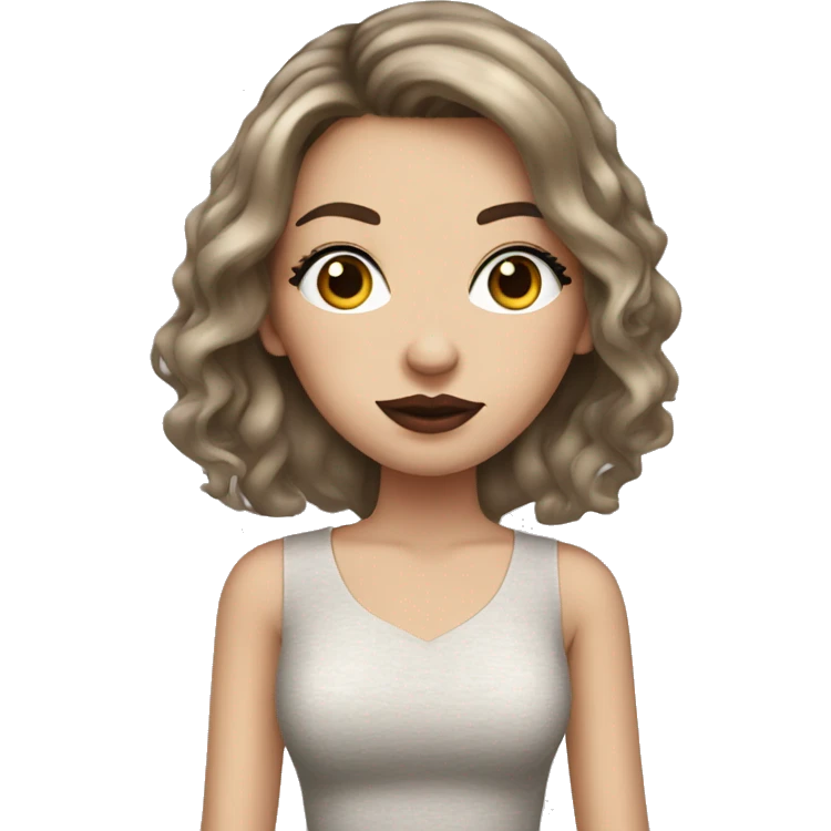 Brunette white girl with big lips and lashes emoji