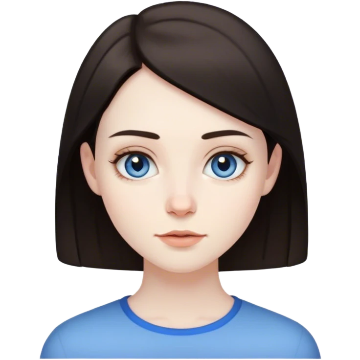 beautiful pale brunette girl with brown eyes and pale man short black hair tiny beard blue eyes emoji