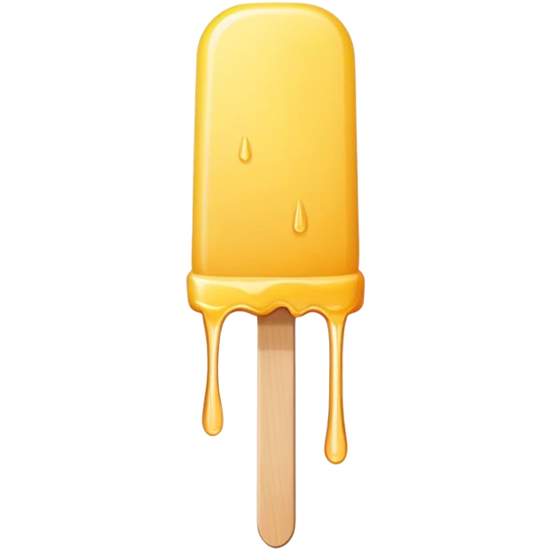 Thin yellow popsicle with rounded top and dripping  emoji