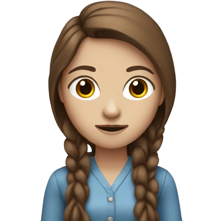 it's the normal emoji standing woman but she is white, blue eyed, with long brown hair emoji