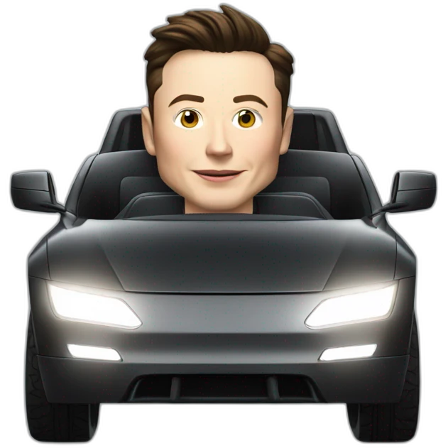 Elon musk riding in a Tesla cyber truck  emoji