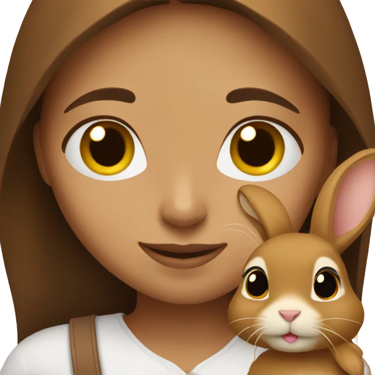 Girl with brown rabbit  indoors emoji