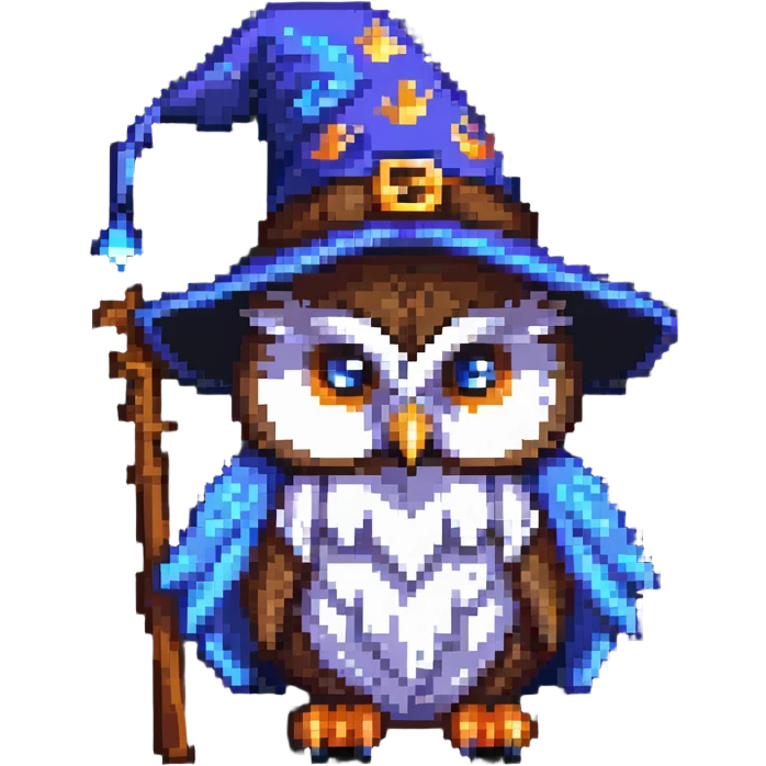 owl with a wizard hat emoji