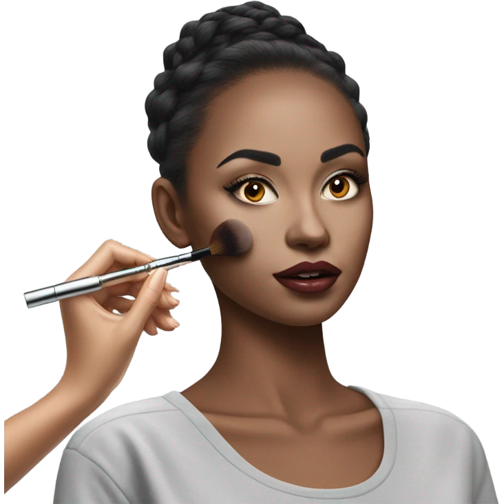 Hyper Realistic fashion model applying her make up emoji