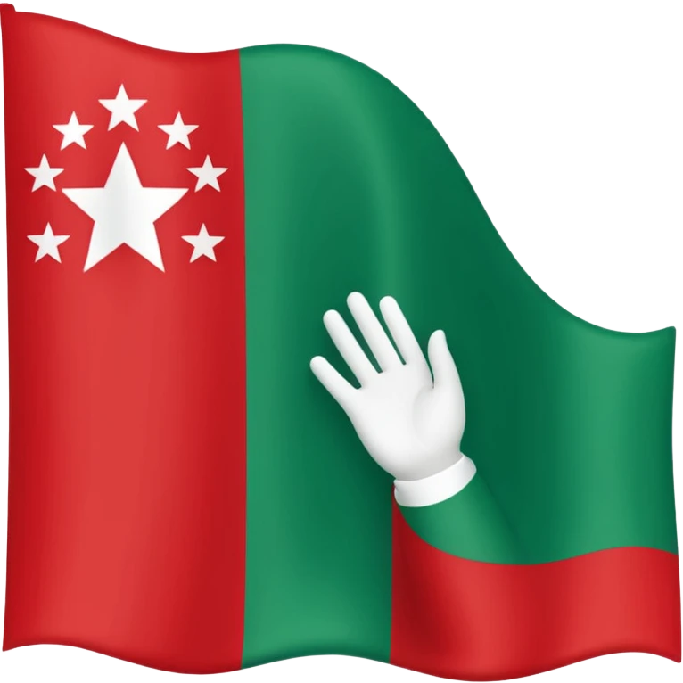 Abkhazian flag emoji with a white hand and seven stars on a red and green background emoji