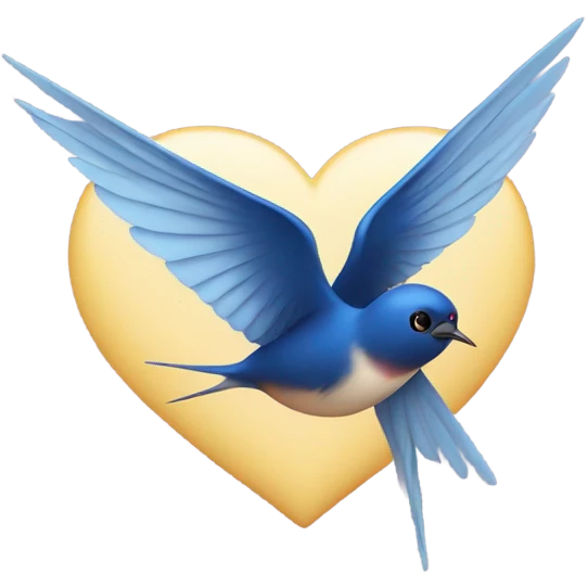 Swallow with heart hands emoji