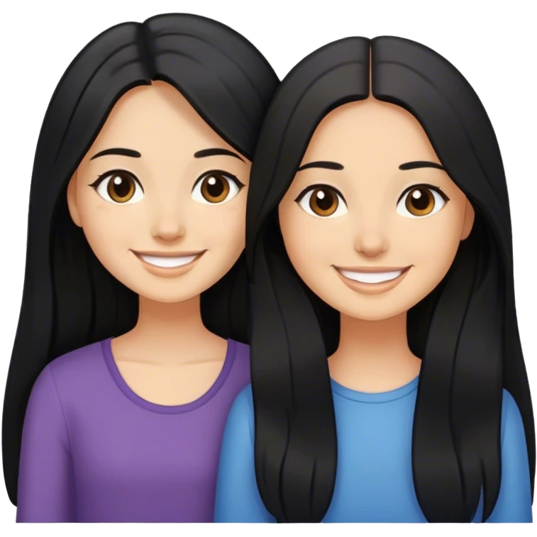 2 sisters that loves each other they are brunette white long black hair and light tan skin  emoji