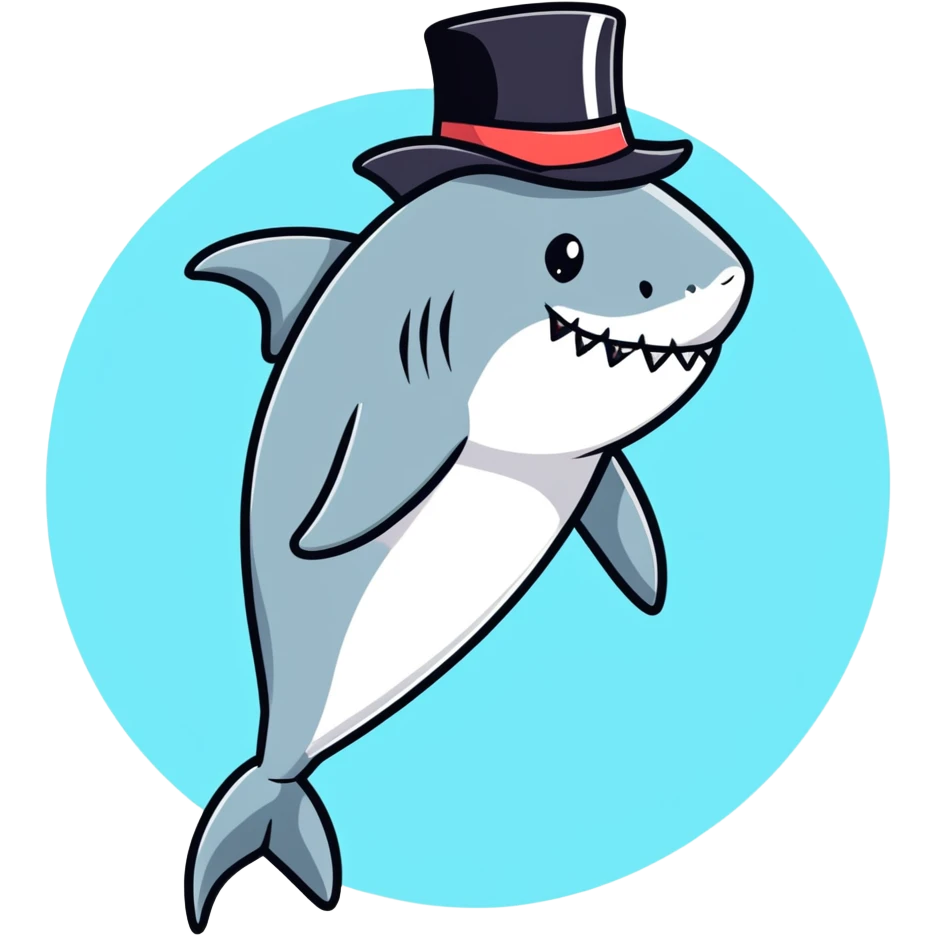 Shark with a top hat emoji