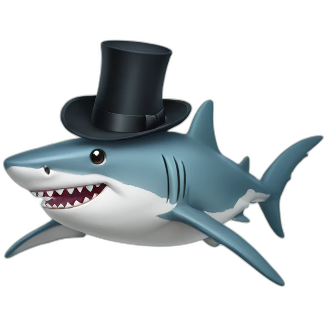 Shark with a top hat emoji