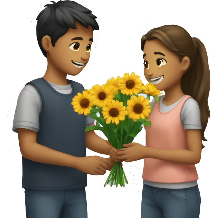 Boy giving flowers to a girl emoji