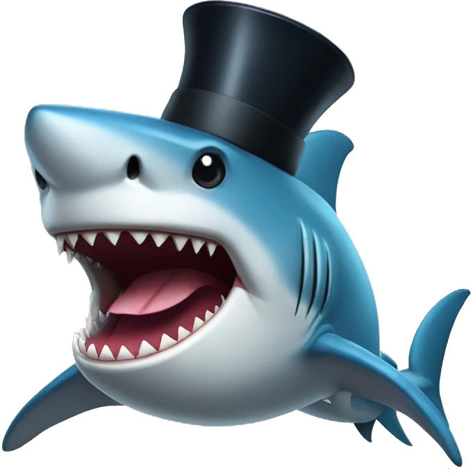 Shark with a top hat emoji
