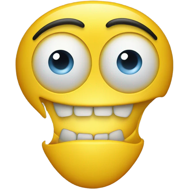 Two eyes just randomly floating in a pair of yellow teeth and a really big nose emoji