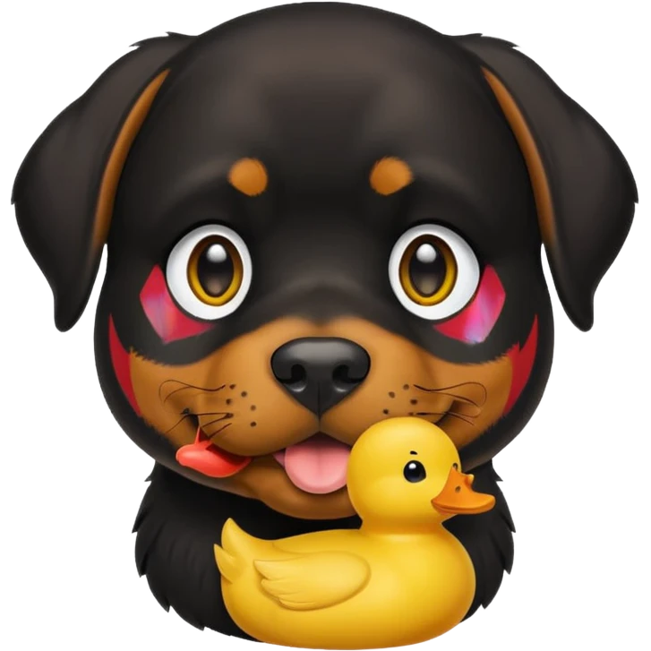 Rottweiler with toy duck in his mouth emoji