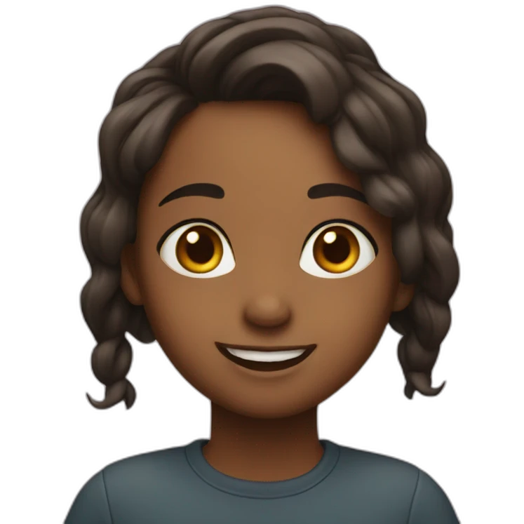 one girl smiling at viewers emoji