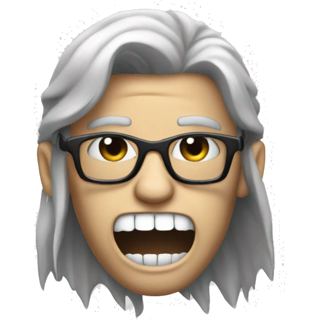 a big-toothed metalhead nerd emoji