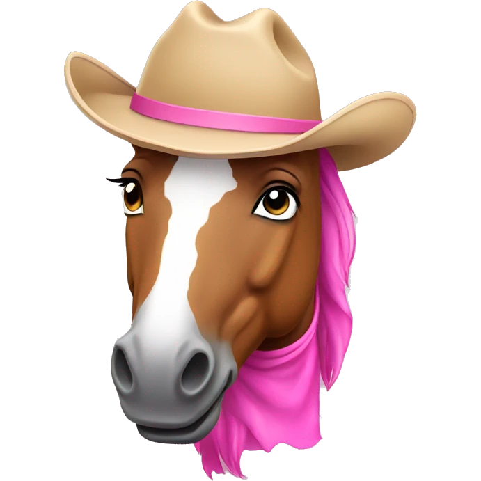 horse with pink cowboy hat posing emoji