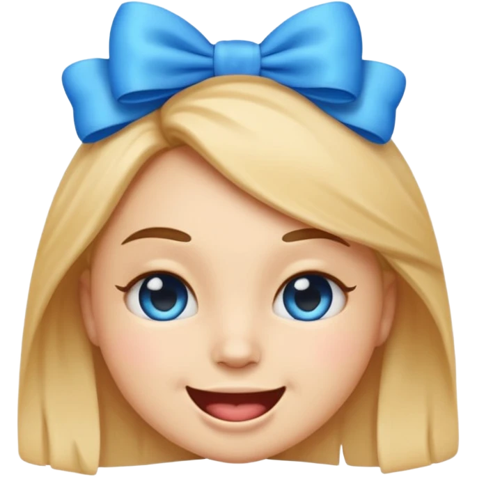 Regular emoji face with blue bow and flirty face emoji