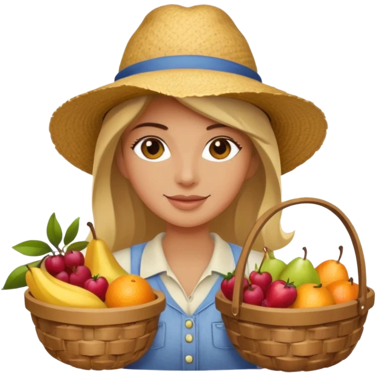 Shopper with fruit basket,Farmers’ Market, background Fruit, market. emoji