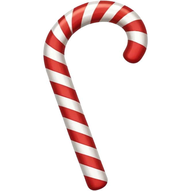 Classic Red-White Cane: Curved striped red-and-white candy cane. emoji