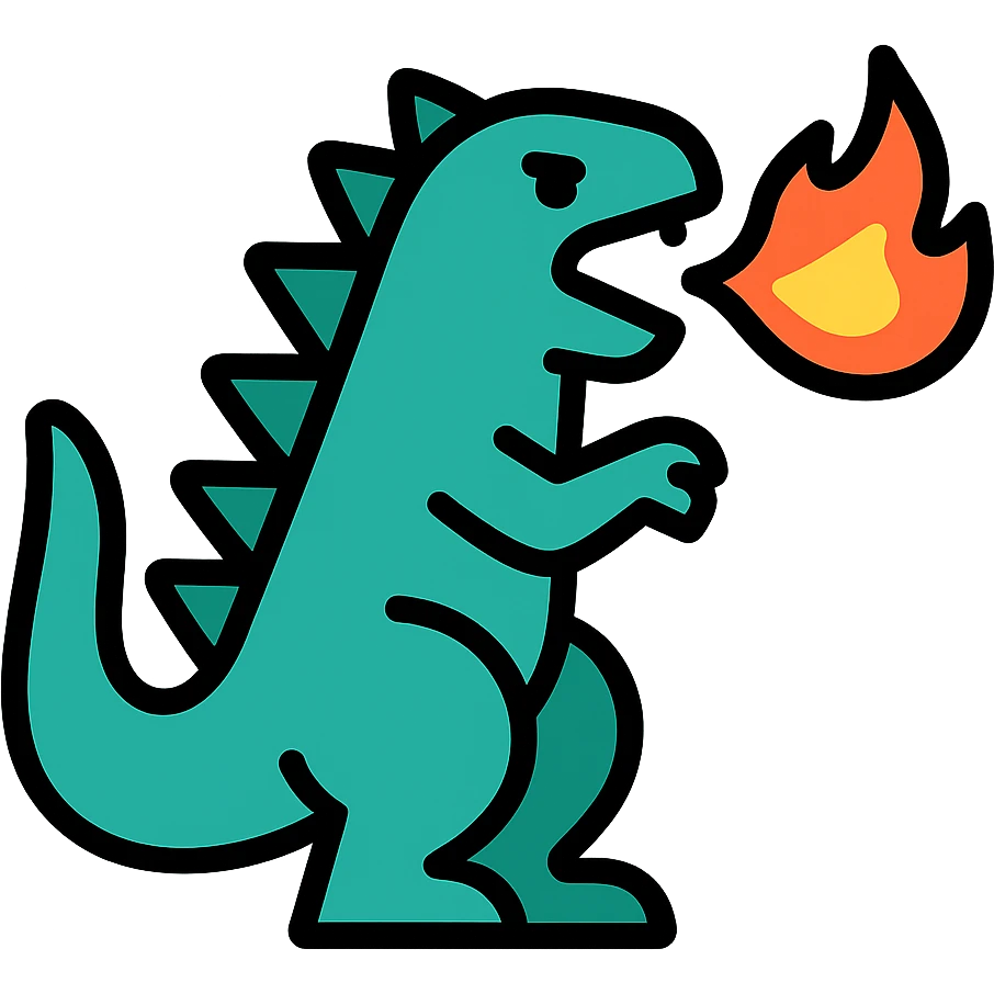 Godzilla breathing fire emoji
