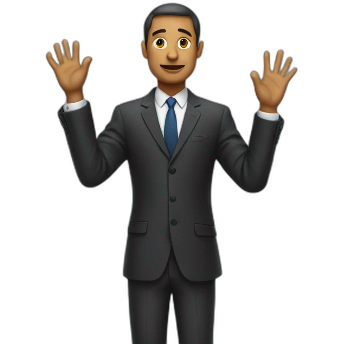 man in suit holding out his arms emoji