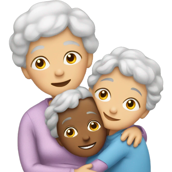 Grandma huggings with a boy and girl emoji
