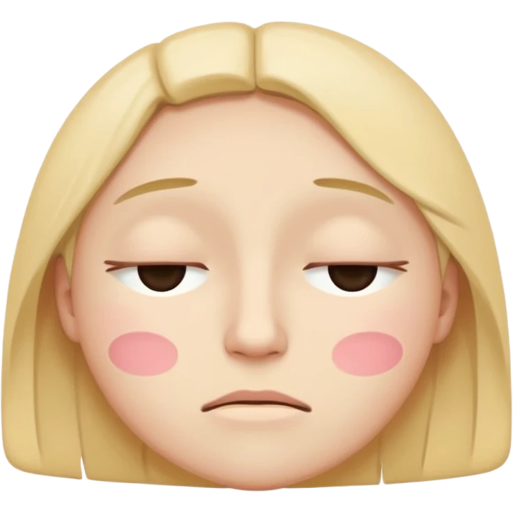 minimal flat emoji of a fatigued face,
half-closed eyes,
slightly uneven eyelids,
low-energy expression,
cool pastel muted tones,
modern mental health app style,
transparent background,
vector illustration emoji