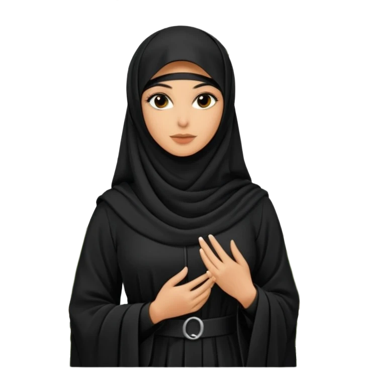A beautiful woman in a modern black abaya and niqab, only her stunning eyes are visible. Standing in an outdoor garden with palm trees. Realistic photo, natural light, soft focus background. emoji