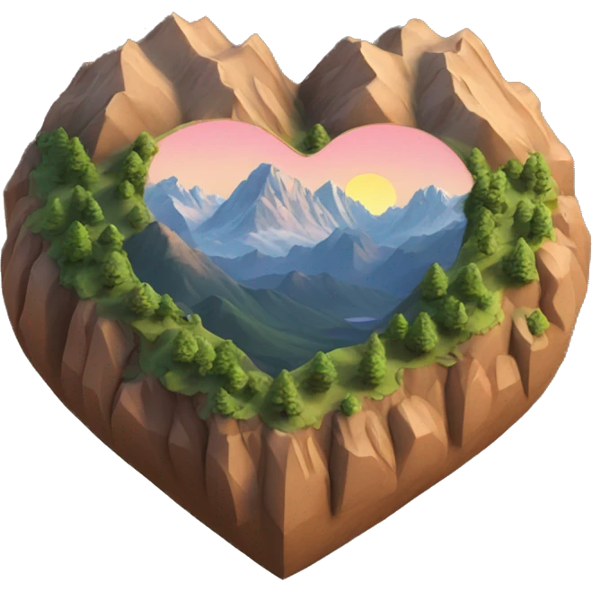 heart shape mountain 3d emoji