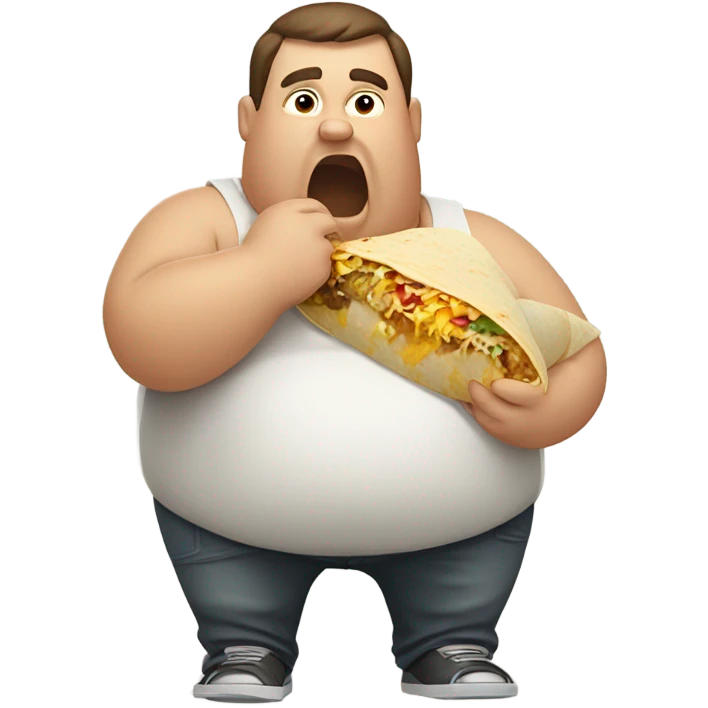 obese man eating a greasy burrito emoji