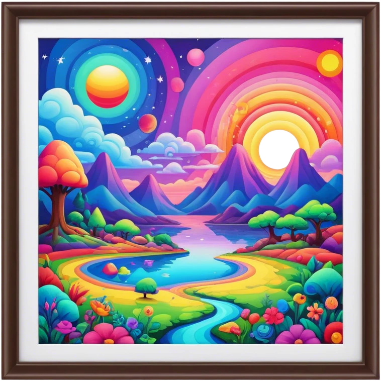 Psychedelic colored photo frame emoji