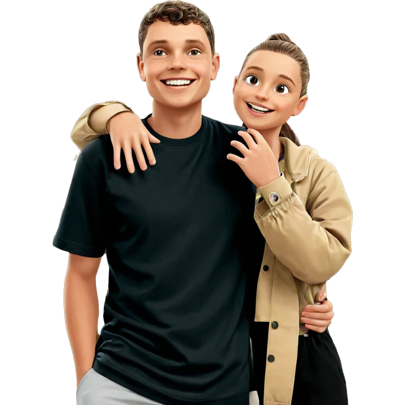 smiling girl and boy duo emoji