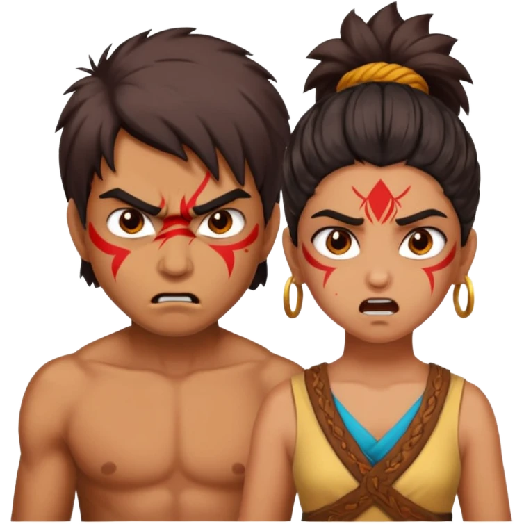 brother and sister fighting modern culture naughty  - indian skin and hairstyle emoji