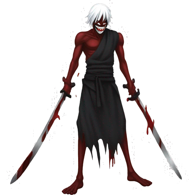 A blood bankai from bleach with vizard mask on emoji