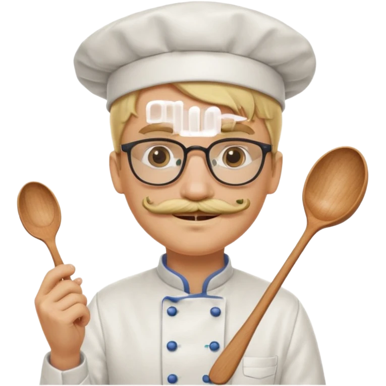 chef with spoon, blonde, with mustace, wearing glasses emoji