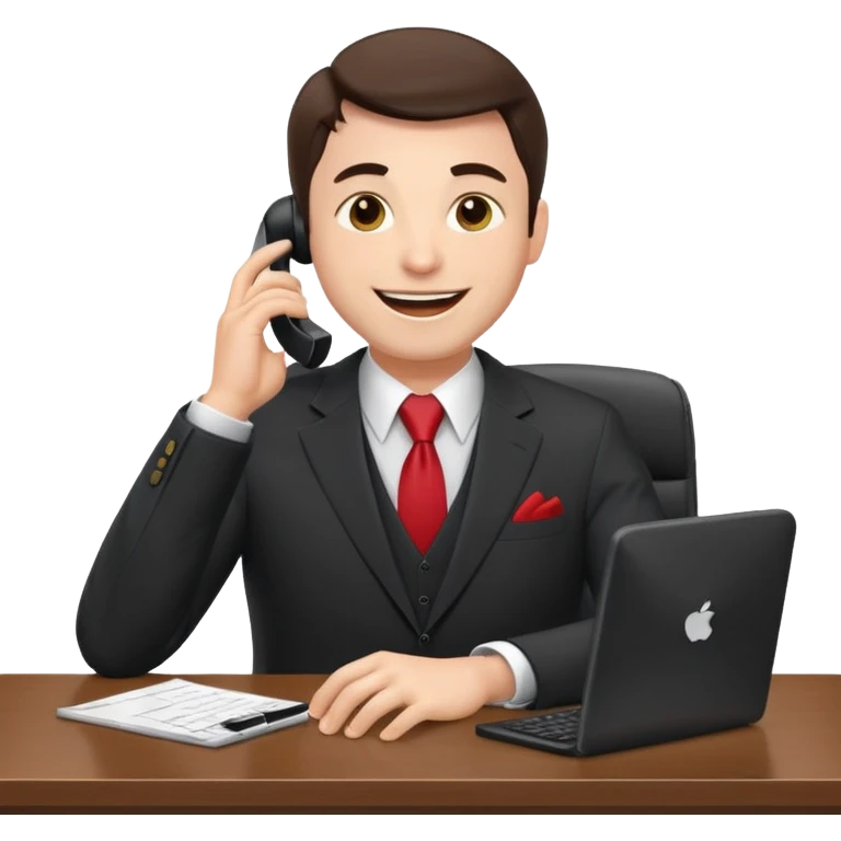 excited office boss on phone at his desk emoji