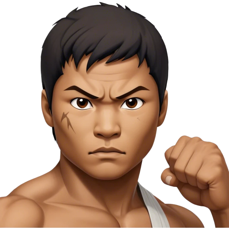 ​Cinematic Realistic Portrait of Tony Jaa, a close-up depiction capturing his intense, determined expression and finely detailed features, rendered with dramatic natural lighting that emphasizes his rugged athleticism and unmistakable martial arts presence, emoji