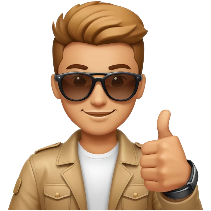 Cool character with sunglasses giving thumbs up, looking confident and awesome emoji