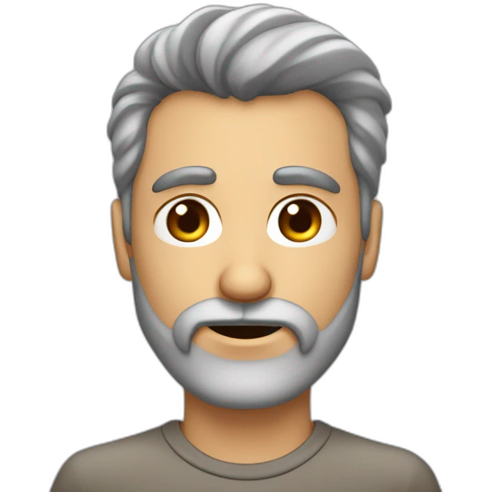 Hombre de 40 años pelo rapado y barba recortada gris con los ojos marrones y anteojos emoji