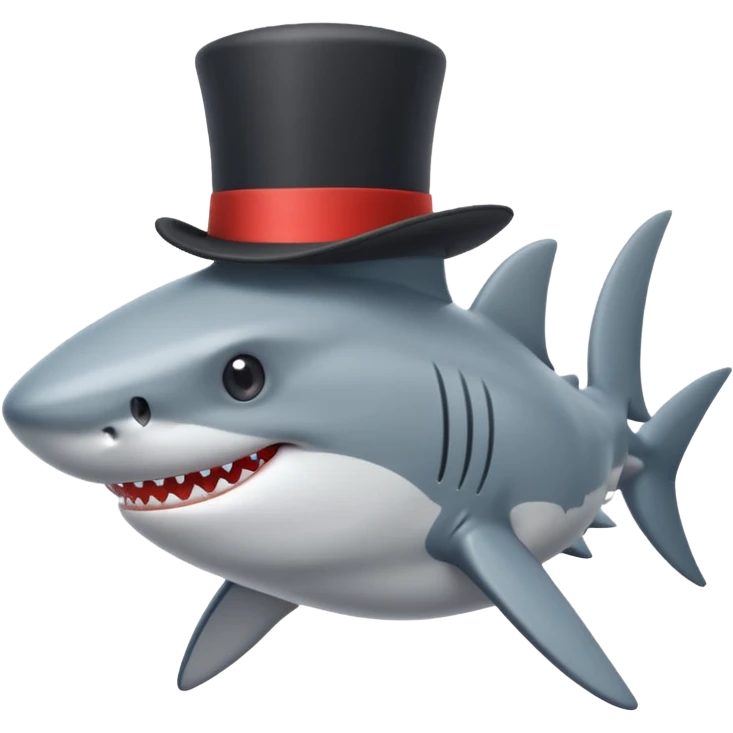 Shark with a top hat emoji