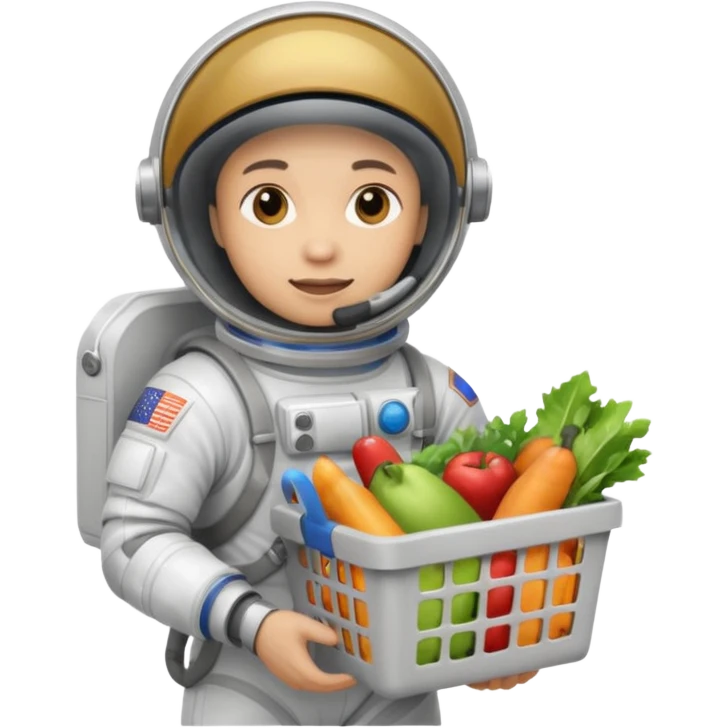 astronauta con canasta para hacer compras vacía emoji