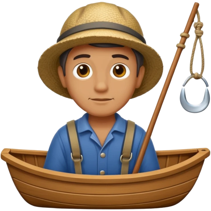 small wooden boat with fisherman emoji