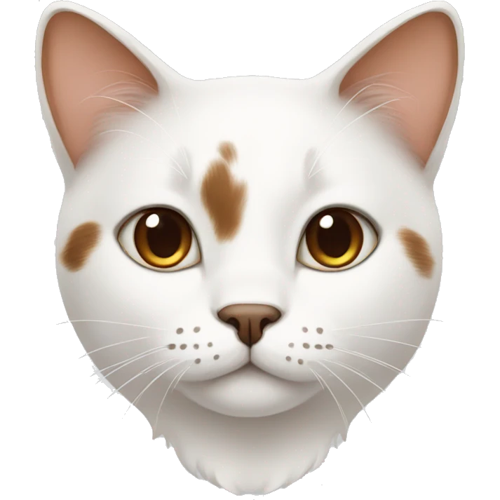 A pure white cat with distinct brown spots on its head emoji