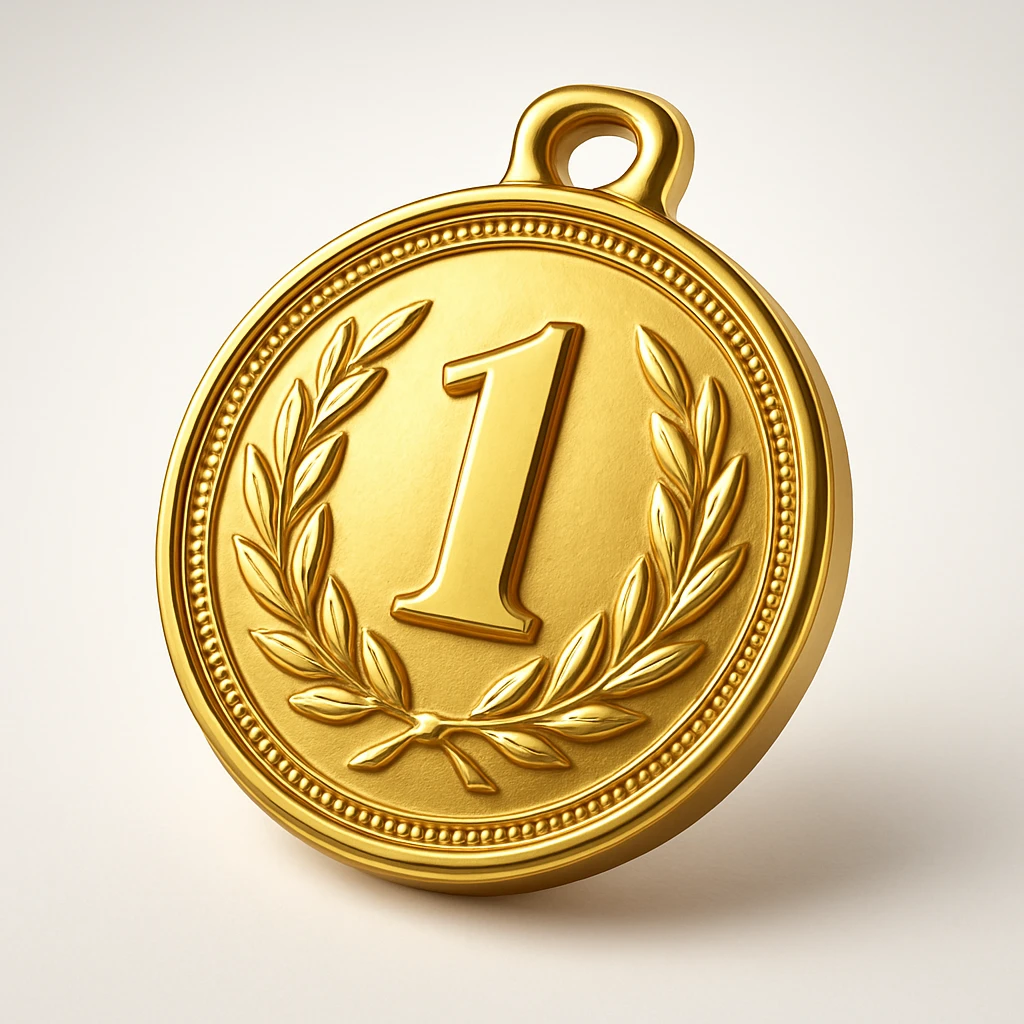 realistic shiny gold medal with embossed details, no text emoji