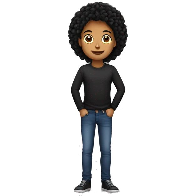 eu de cabelo longo preto e morena emoji