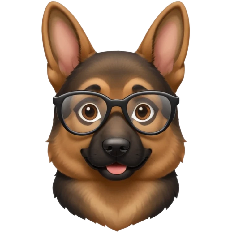 German shepherd wearing cool glasses emoji