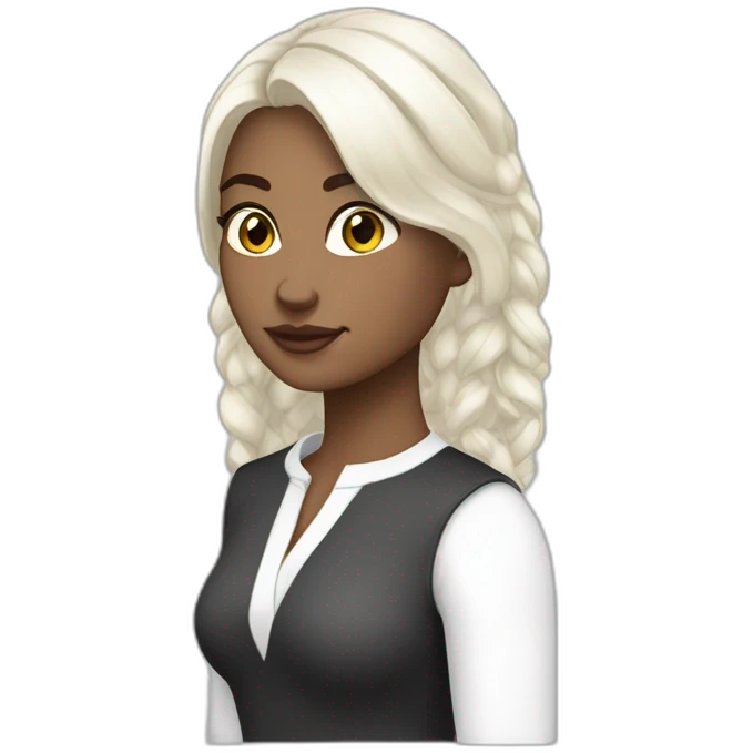 anissa la bdh blanche avec les cheveux noir lisse et long emoji