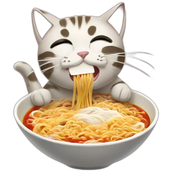 Cat eats ramen  emoji