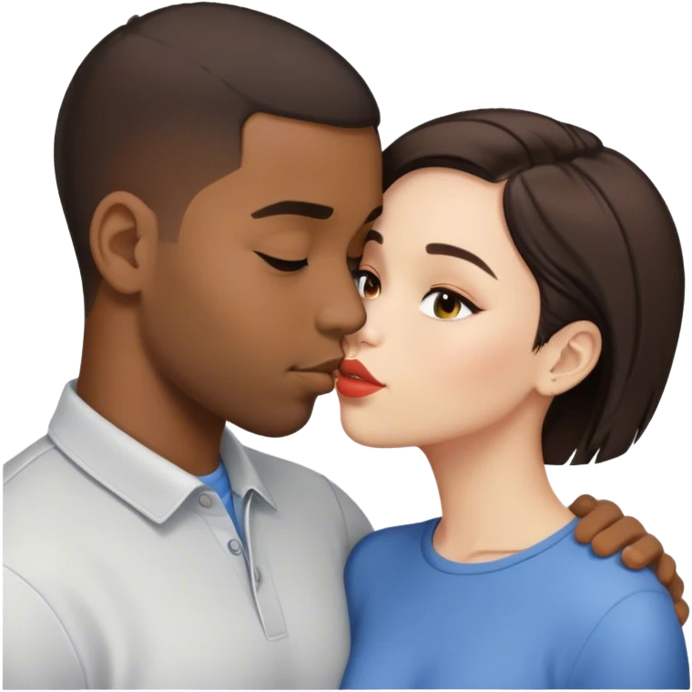 Kiss black man brunette girl emoji